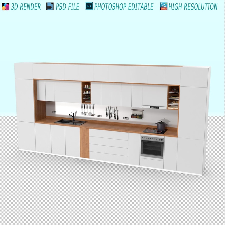 PSD muebles de cocina en 3d