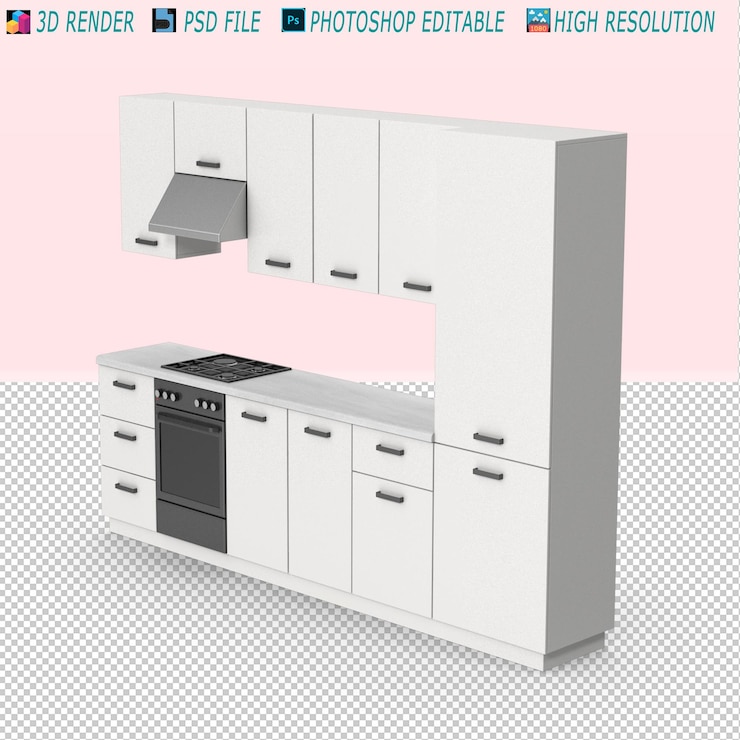 PSD muebles de cocina en 3d