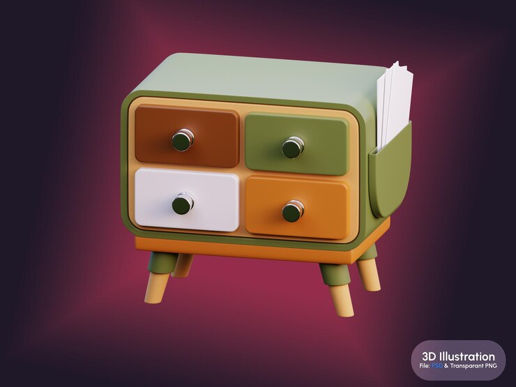 PSD muebles de gabinete ilustración 3d render fondo de banner