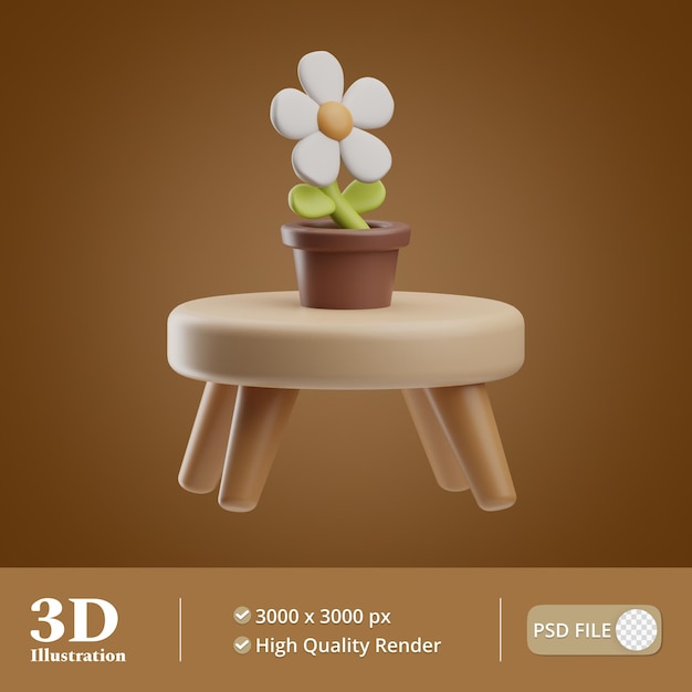 Muebles para el hogar maceta ilustración 3d