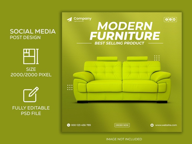 PSD muebles modernos social media post facebook pots y instagram post diseño de banner web