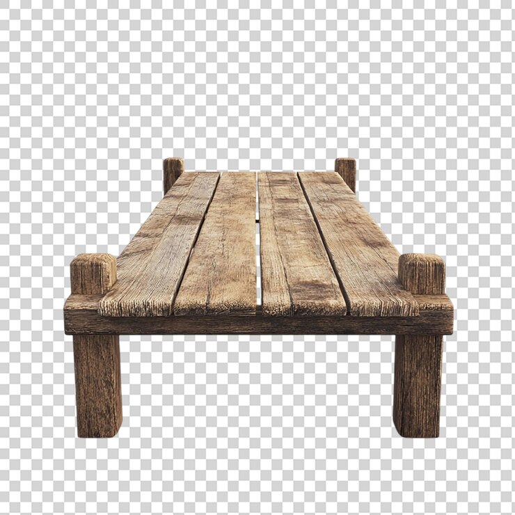 PSD muelle de madera aislado sobre un fondo transparente
