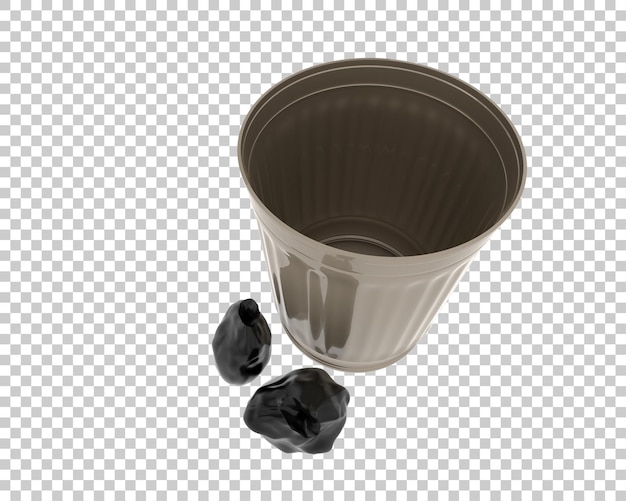 Müllkorb isoliert auf durchsichtigem Hintergrund 3D-Rendering-Illustration