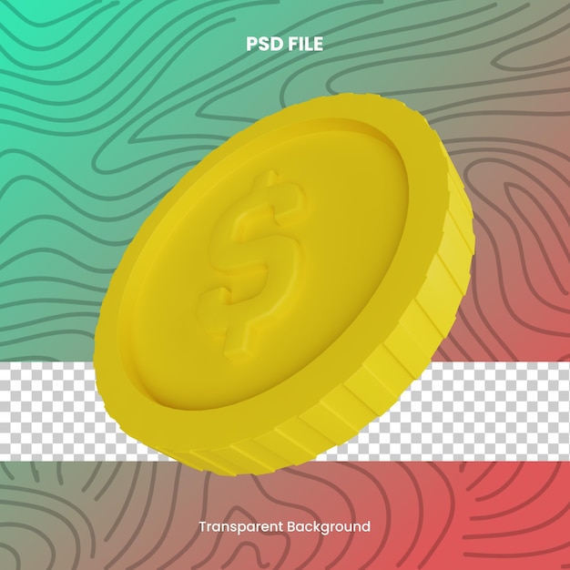 Münze 3D-Rendersymbol Illustration PSD-Datei transparenter Hintergrund