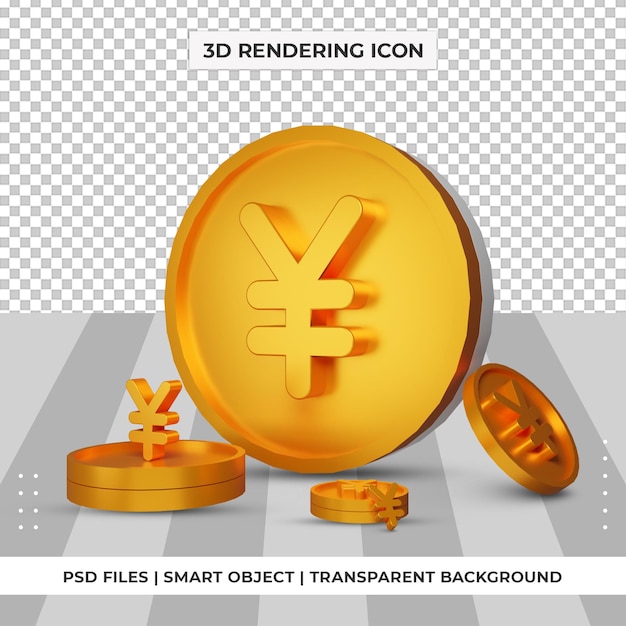 PSD münze chinesischer yuan währungssymbol gold 3d-rendering