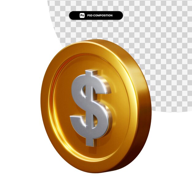 Münze Dollar 3D-Rendering isoliert