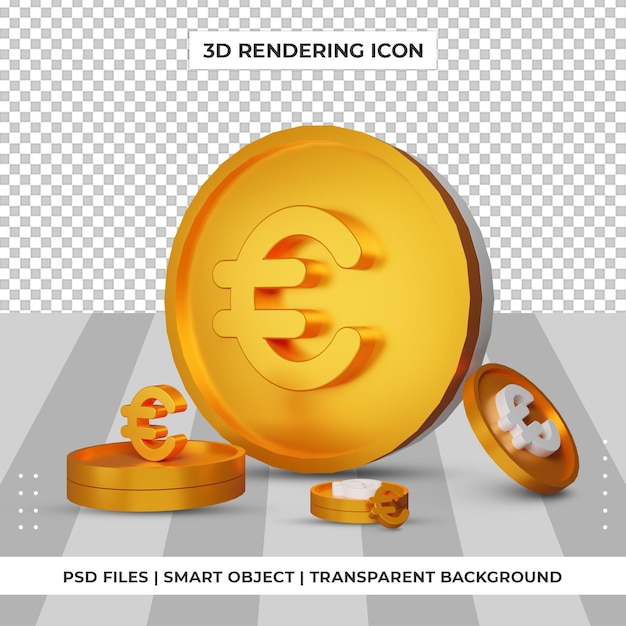 PSD münze euro währungssymbol gold 3d-rendering