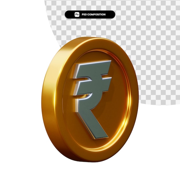 Münze Rupie 3D-Rendering isoliert