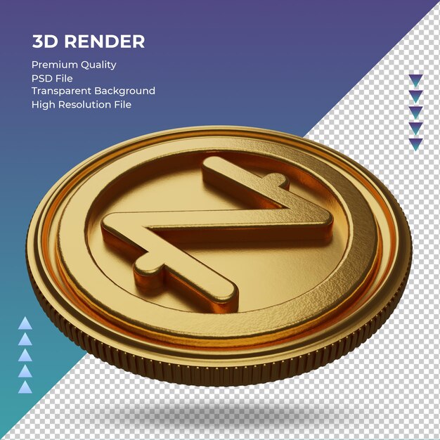 PSD münze zcash währungssymbol gold 3d-rendering rechte ansicht