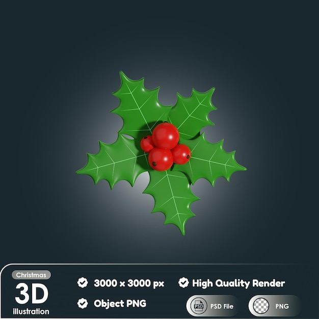 Muérdago de Navidad 3D