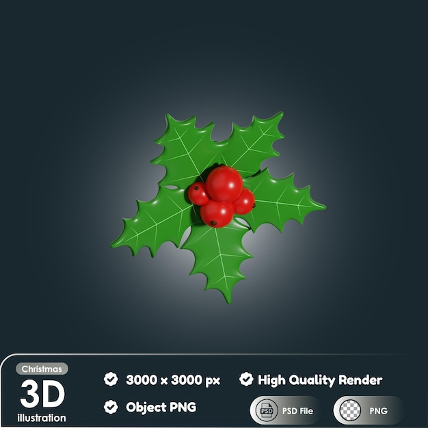 Muérdago de Navidad 3D