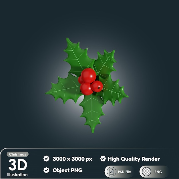 Muérdago de Navidad 3D