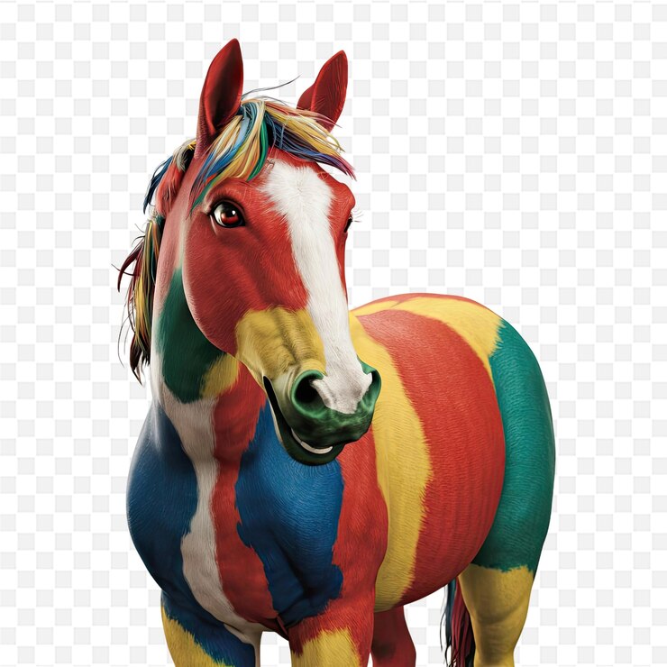PSD se muestra un caballo con una melena de color arco iris