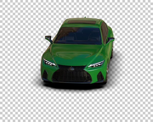 se muestra un coche verde con las luces encendidas