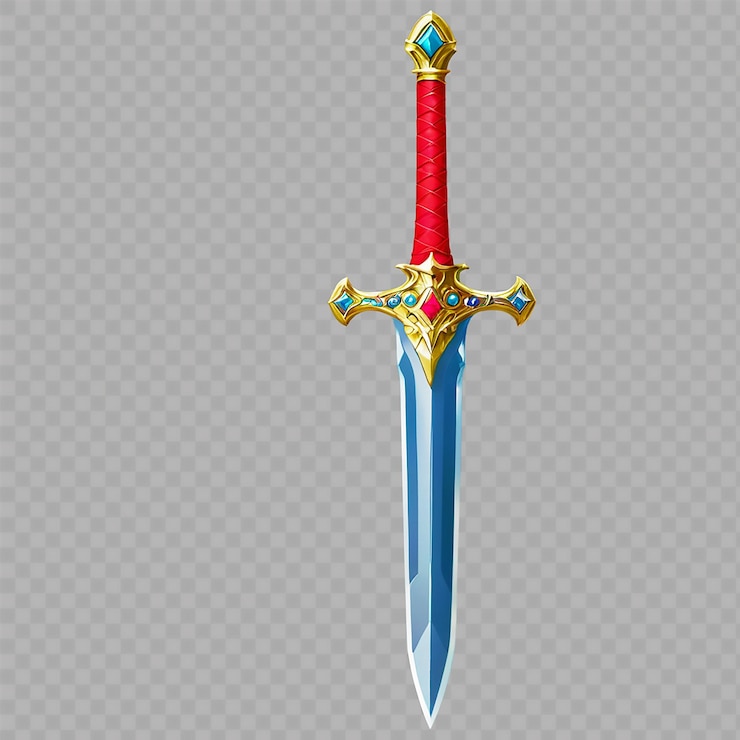 PSD se muestra una espada con una cresta roja y adornos dorados