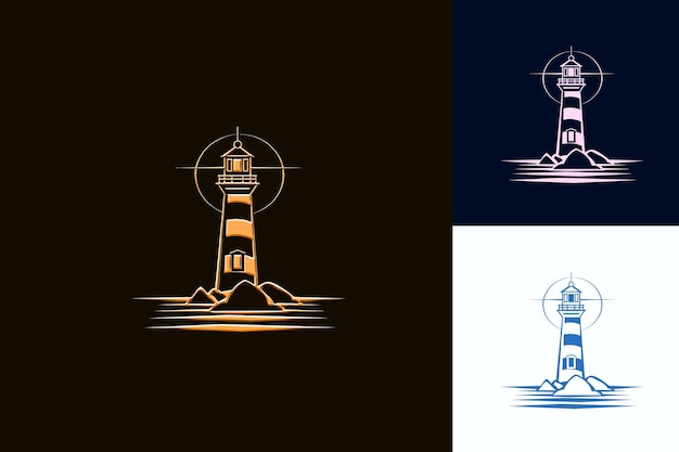 se muestra un faro con un faro en el fondo