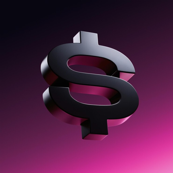 se muestra un gran signo de dólar con un signo de dólares en la parte inferior