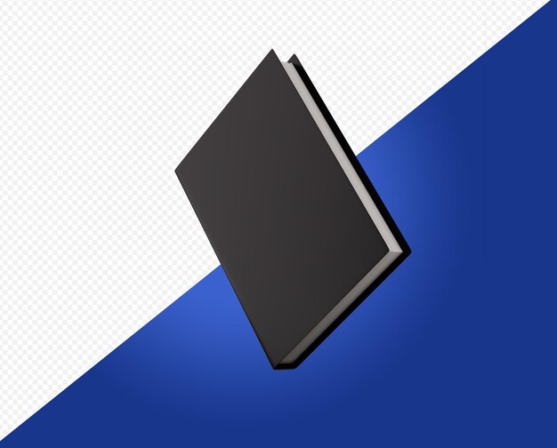 Se muestra un libro azul y negro sobre un fondo azul y blanco.