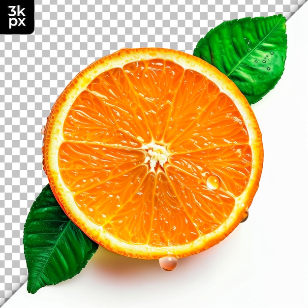 Se muestra una naranja cortada con la palabra f p p