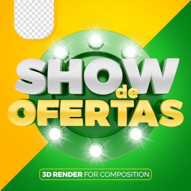 PSD muestra de ofertas en brasil haciendo portugués 3d verde desde el frente