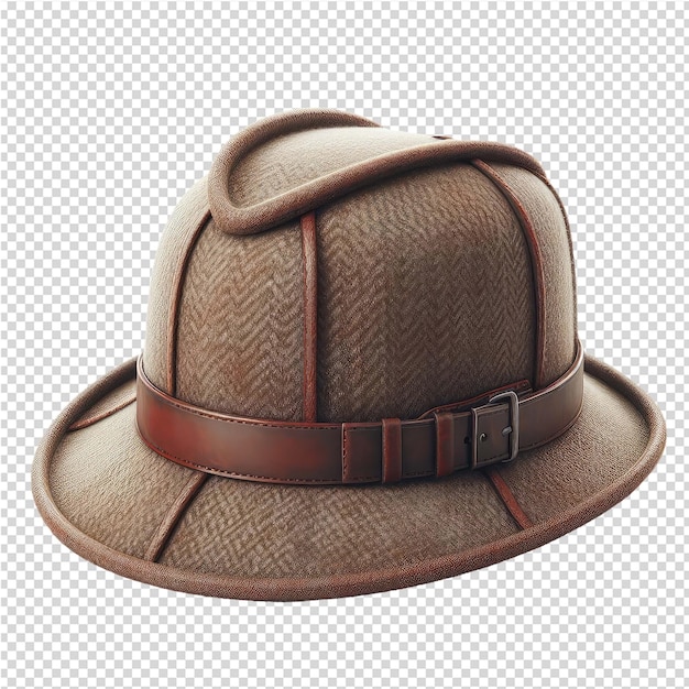 Se muestra un sombrero marrón con una banda marrón
