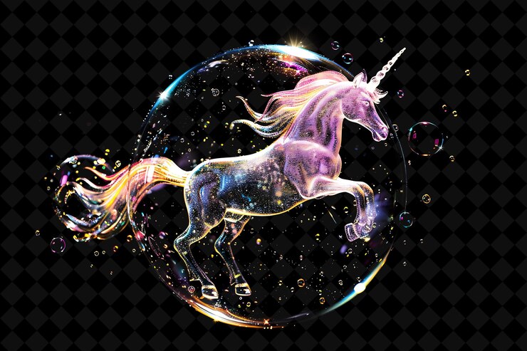 PSD se muestra un unicornio con un arco iris en la espalda