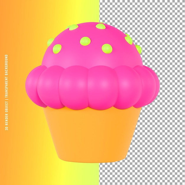 PSD muffin 3d premium rendering object con formato psd