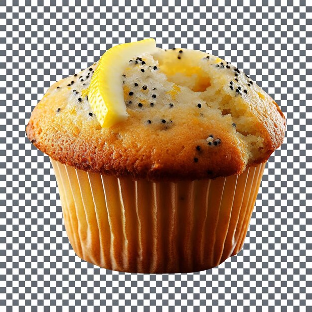 Un muffin de amapola de limón fresco con aislado sobre fondo transparente