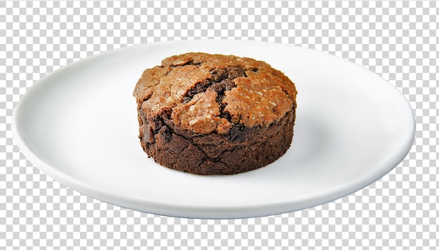 Muffin Au Chocolat Sur Une Assiette Blanche Isolée Sur Un Fond Transparent