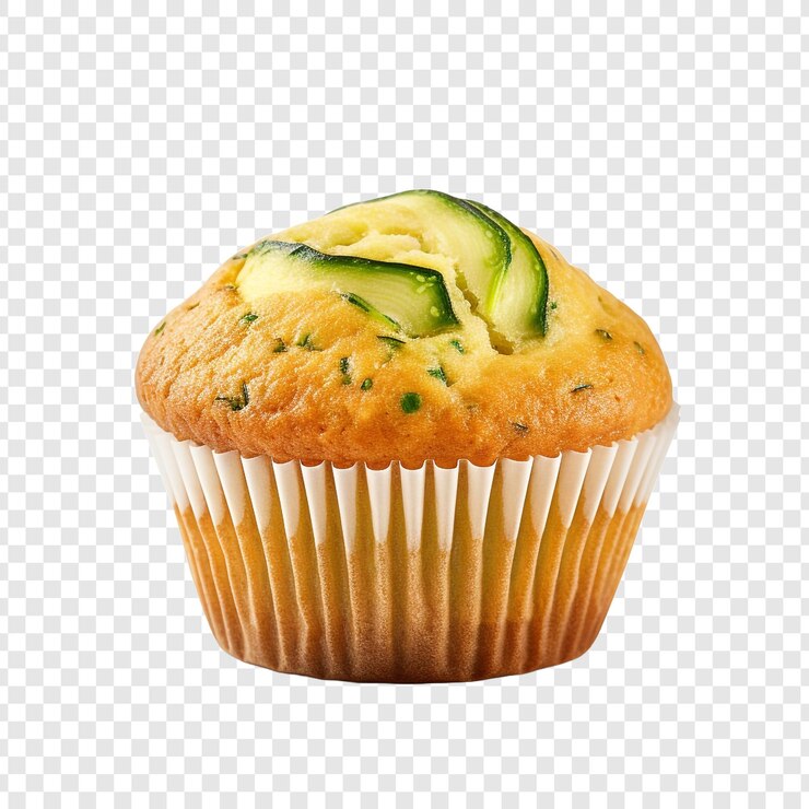 PSD muffin de calabacín fresco aislado sobre un fondo transparente