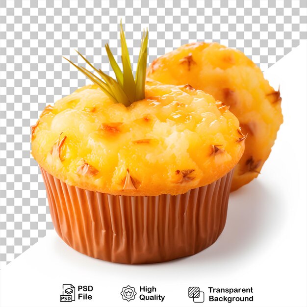 Muffin de abacaxi isolado em fundo transparente inclui arquivo png