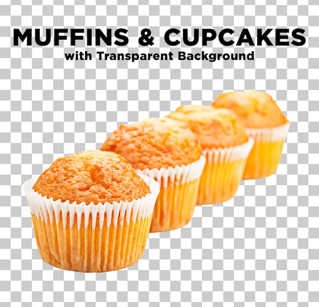 PSD muffins cupcake frisch in einer reihe gebacken foto psd in durchsichtigem hintergrund