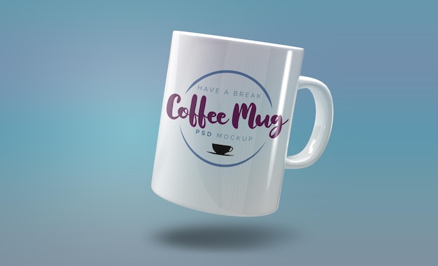 Mug Blanc Sur Maquette De Fond Bleu