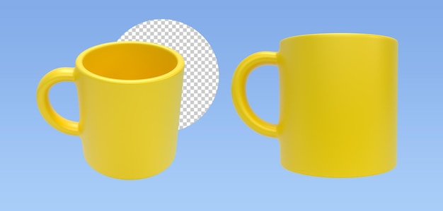 Mug jaune rendu 3d illustration