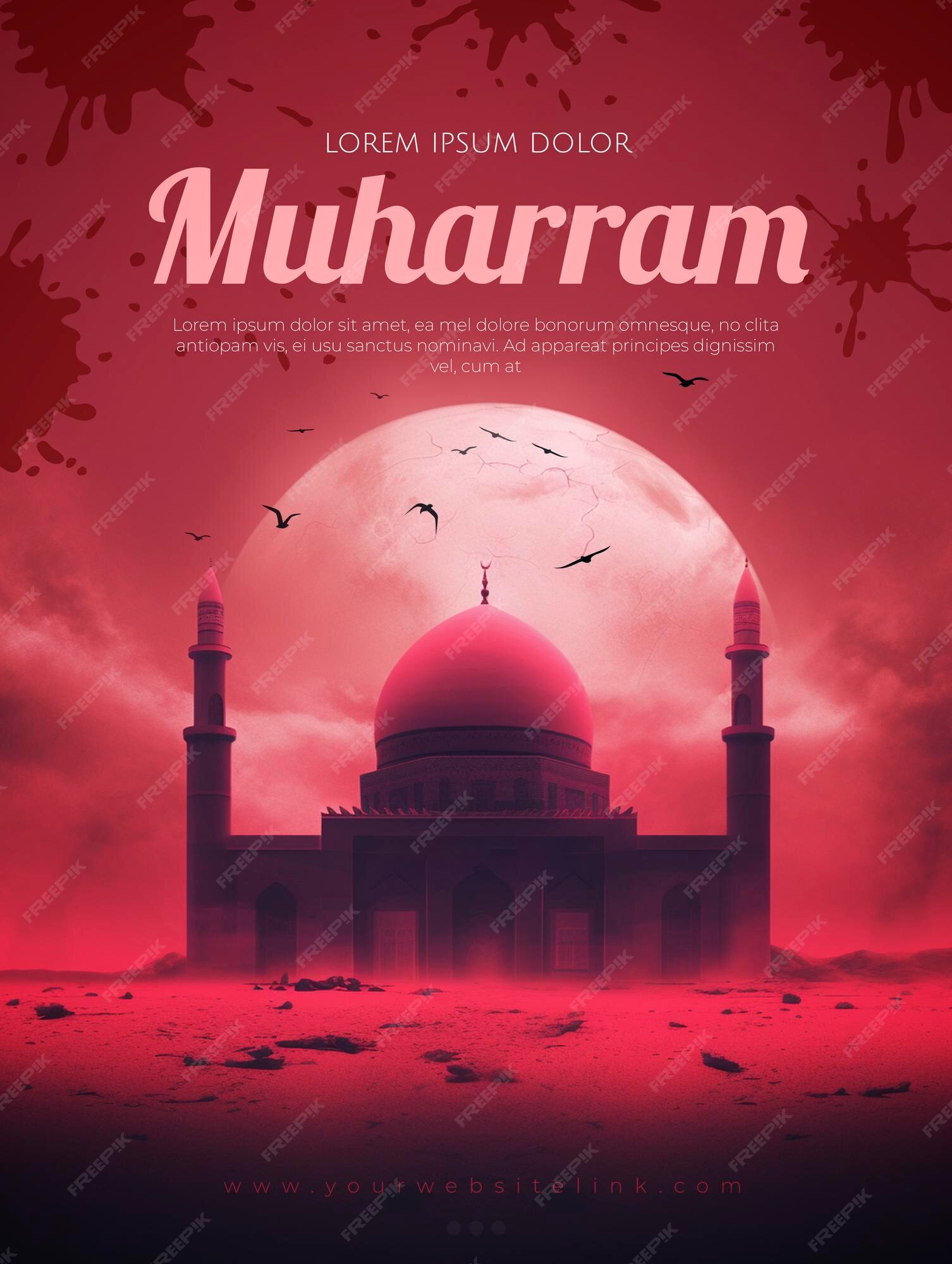 Muharram Ashura Poste De Médias Sociaux Mosquée Dans Le Désert Et Le