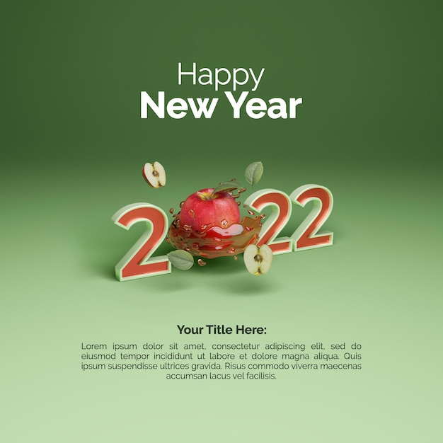 Muitas felicidades para o Ano Novo de 2022 com maçã