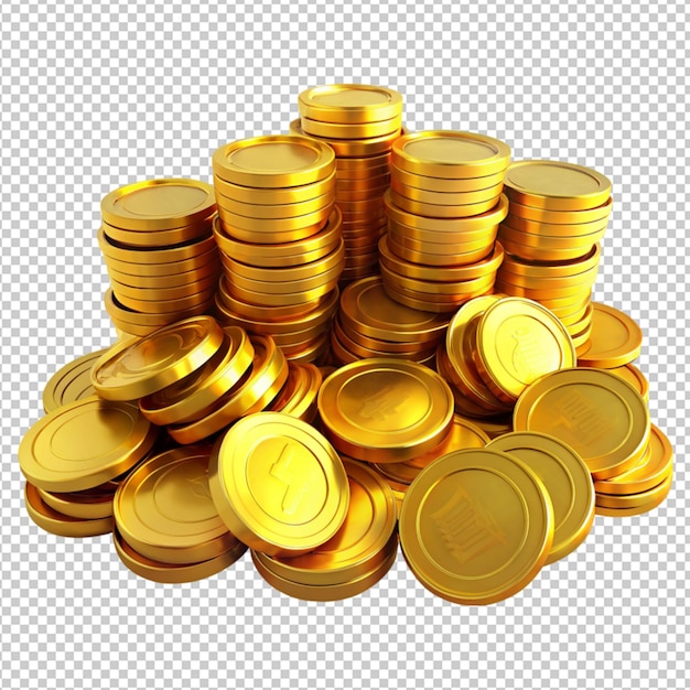 PSD muitas moedas de ouro em fundo transparente