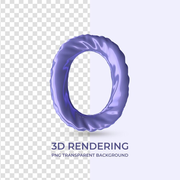 Muito balão peri número 0, renderização em 3d, fundo transparente isolado