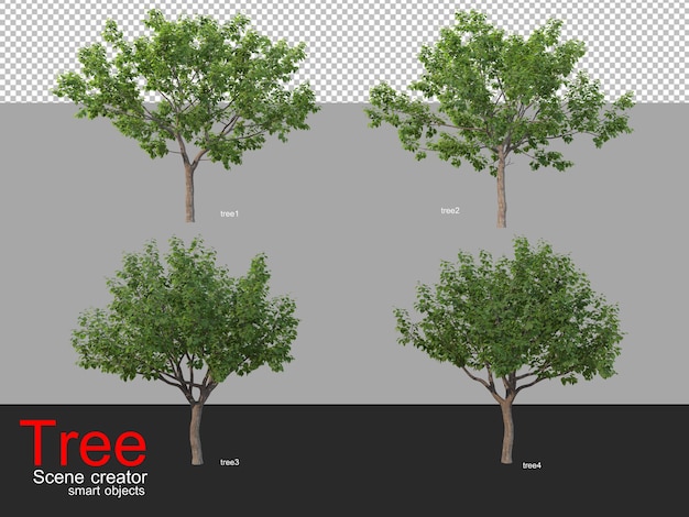 PSD muitos tipos diferentes de árvores