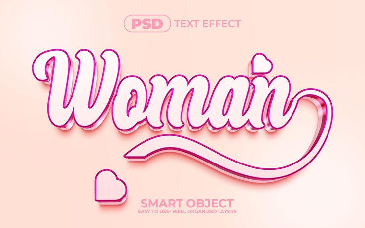PSD mujer 3d efecto de texto editable premium psd con fondo