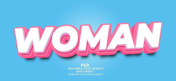 PSD mujer 3d psd plantilla de efecto de texto editable
