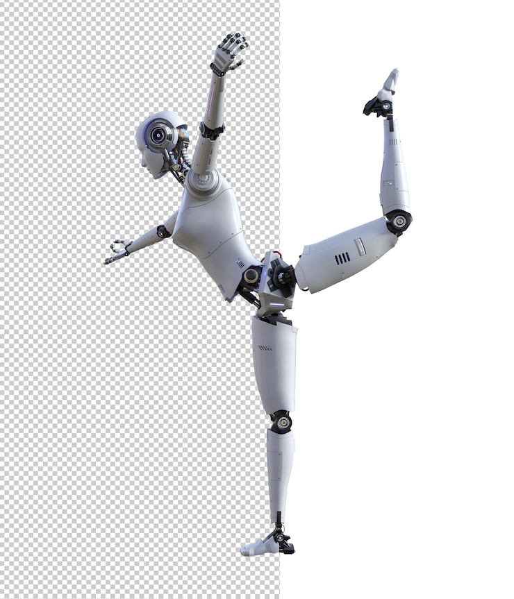 PSD mujer android yoga pose 3d render aislado