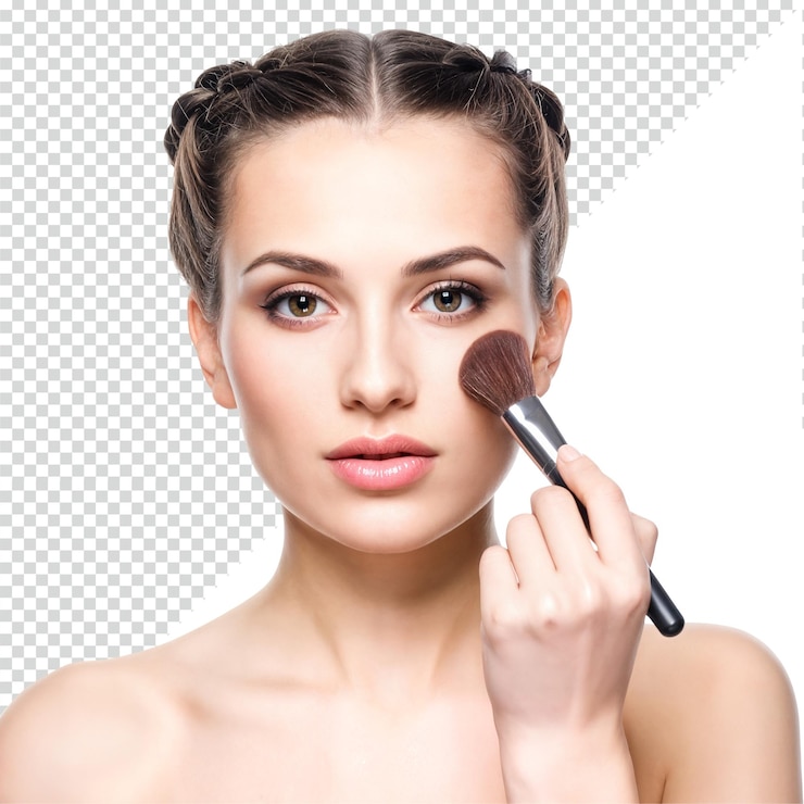 PSD mujer aplicando maquillaje con un pincel