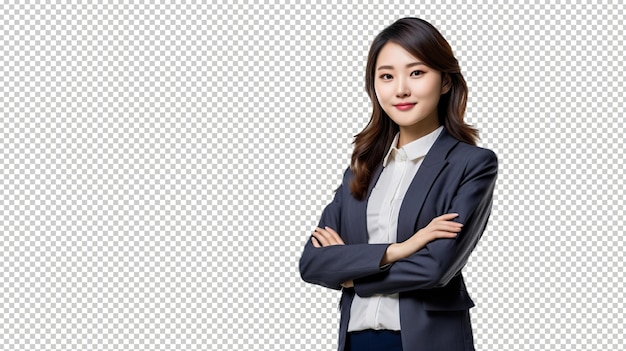 Mujer asiática agente de bienes raíces psd transparente blanco aislado