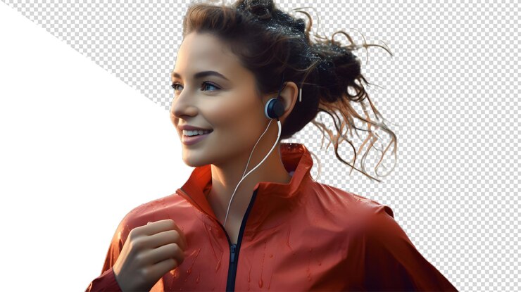 una mujer con auriculares y un auricular
