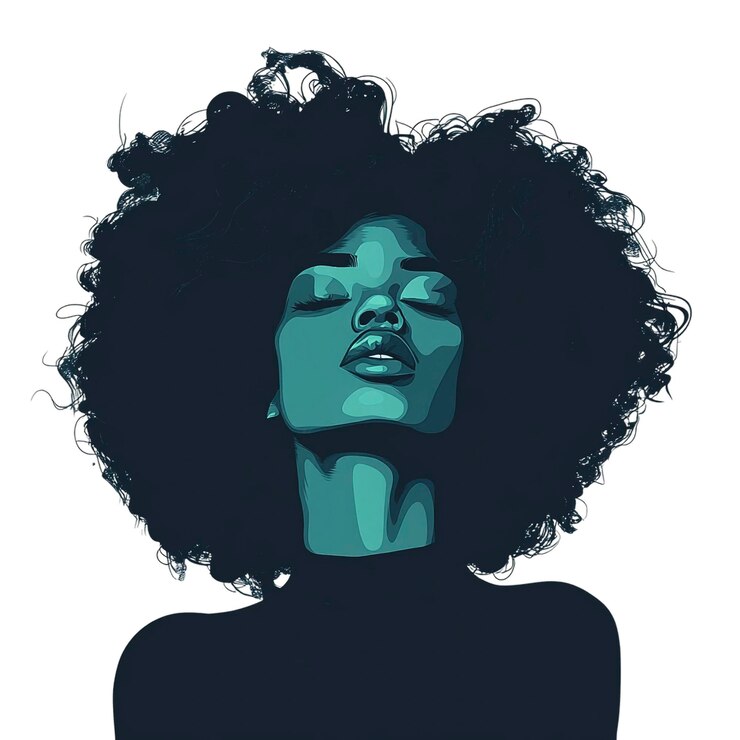 PSD una mujer con cabello natural voluminoso se encuentra con gracia trasfondo transparente ia generativa