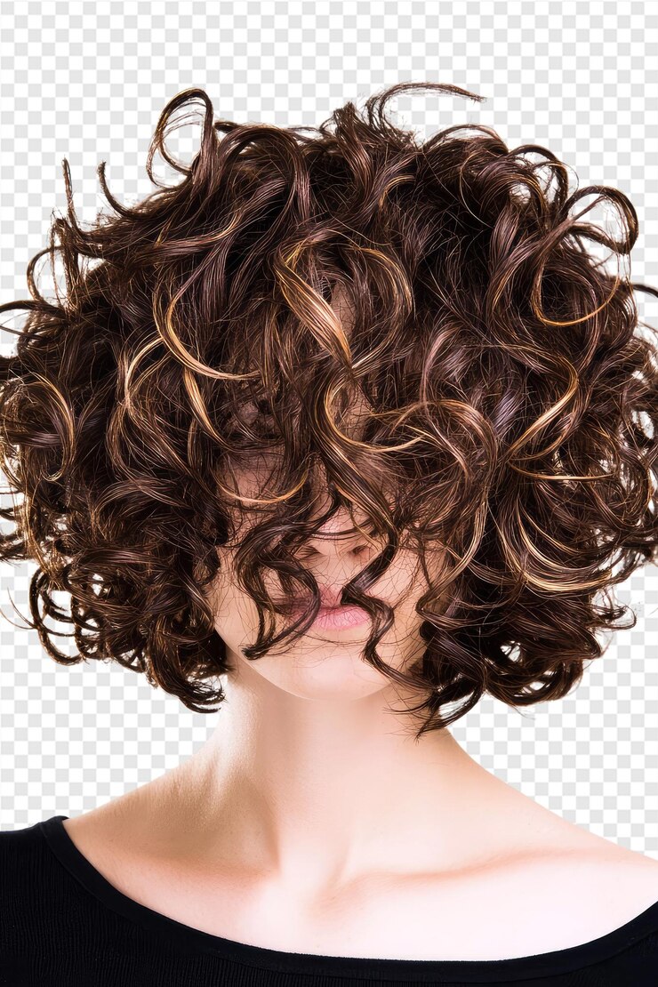 PSD una mujer con el cabello rizado y un letrero que dice quot natural quot