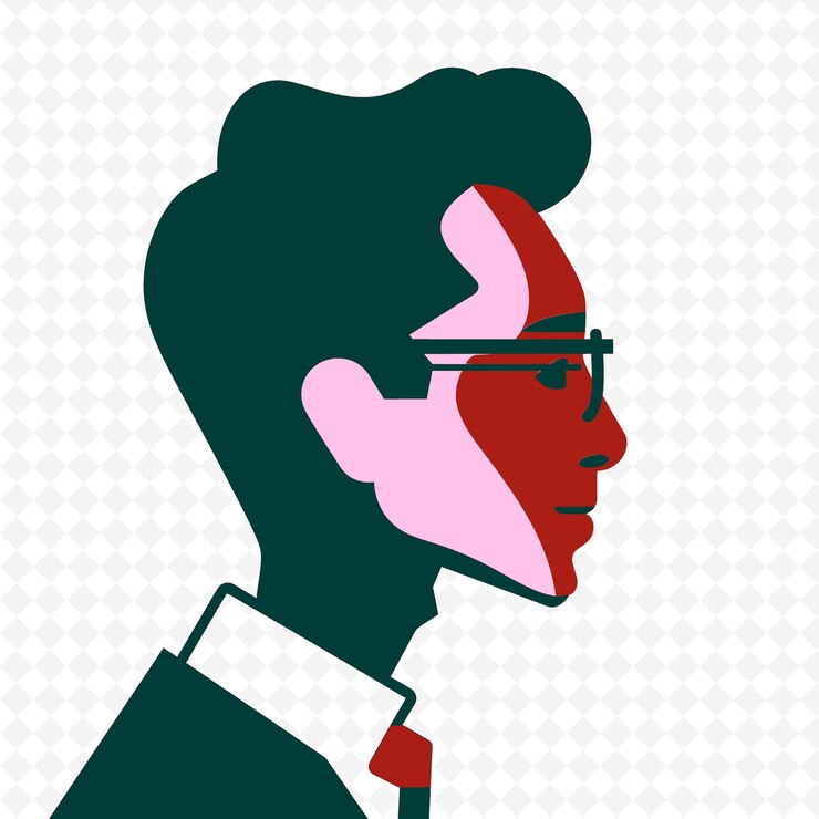PSD una mujer con el cabello rojo y rosa usando gafas