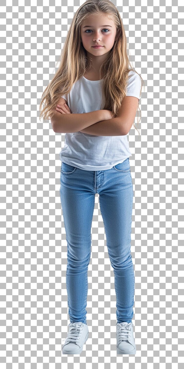 PSD una mujer con una camisa blanca con los brazos cruzados