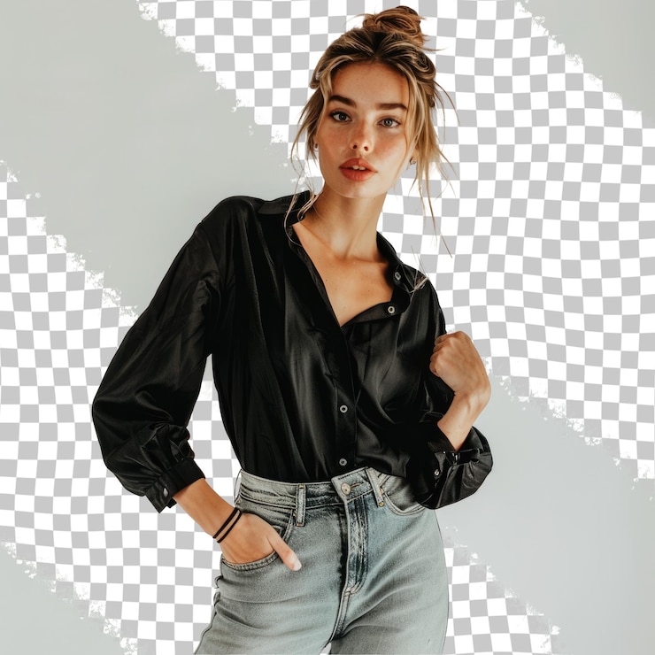 PSD una mujer con una camisa negra que dice que está usando una camiseta negra